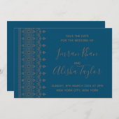 Mehendi Indiase Trouwdag reservering hamsa Henna Save The Date (Voorkant / Achterkant)