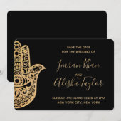 Mehendi Indiase Trouwdag Uitnodiging hamsa Henna (Voorkant / Achterkant)