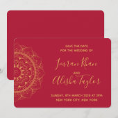 Mehendi Indiase Trouwdag Uitnodiging hamsa Henna (Voorkant / Achterkant)