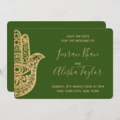 Mehendi Indische Trouw datum opslaan hamsa Henna Save The Date (Voorkant / Achterkant)