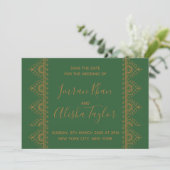 Mehendi Indische Trouw Uitnodiging Save the date (Staand voorkant)