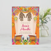 Mehendi uitnodiging Digitale Mehendi uitnodiging (Staand voorkant)