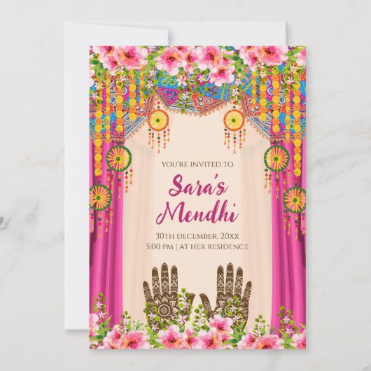 Mehendi uitnodiging Digitale Mehendi uitnodiging (Voorkant)