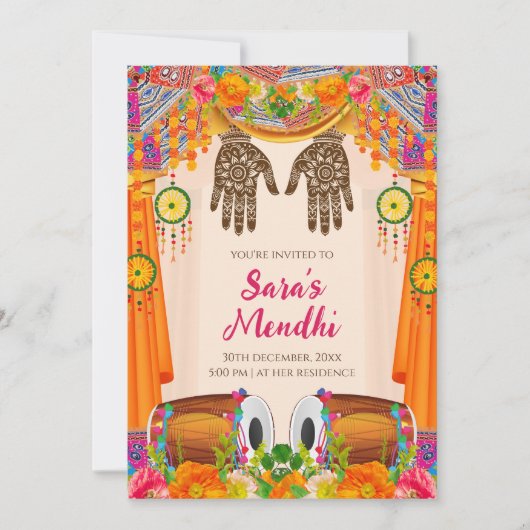 Mehendi uitnodiging Digitale Mehndi uitnodiging (Voorkant)