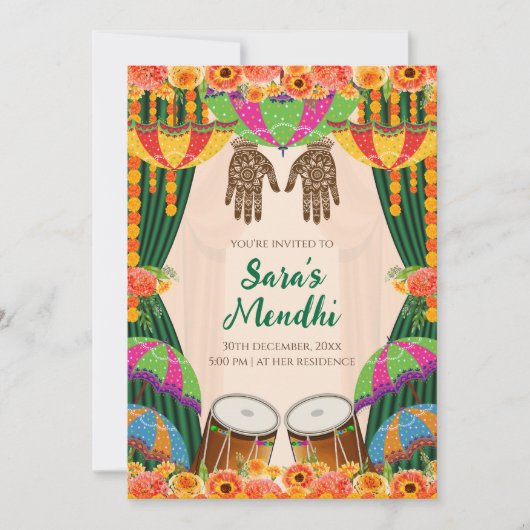 Mehendi uitnodiging Digitale Mehndi uitnodiging (Voorkant)