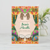 Mehendi uitnodiging Digitale Mehndi uitnodiging (Staand voorkant)