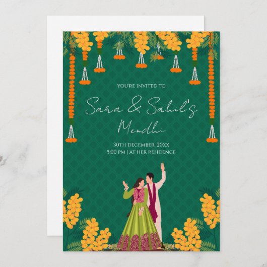 Mehendi uitnodiging Digitale Mehndi uitnodiging (Voorkant / Achterkant)