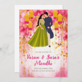 Mehendi uitnodiging Digitale Mehndi uitnodiging, M (Voorkant / Achterkant)