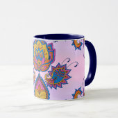 Mehndi Blue en Paarse Bloemenkunst, Blue Bliss Mok (Voorkant rechts)