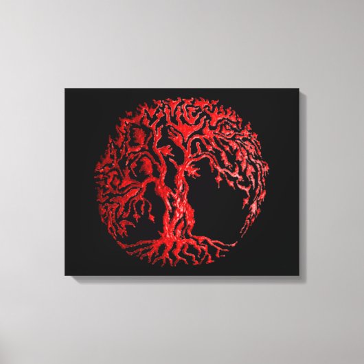 Mehndi-boom van het leven (Henna) (rood) Canvas Afdruk (Voorkant)