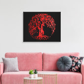 Mehndi-boom van het leven (Henna) (rood) Canvas Afdruk (Insitu (Woonkamer))