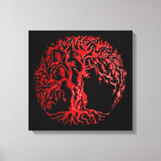Mehndi-boom van het leven (Henna) (rood) Canvas Afdruk (Voorkant)