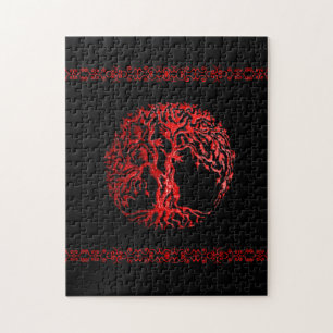 Mehndi-boom van het leven (Henna) (rood) Legpuzzel