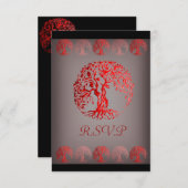 Mehndi-boom van het leven (Henna) (rood) RSVP Kaartje (Voorkant / Achterkant)