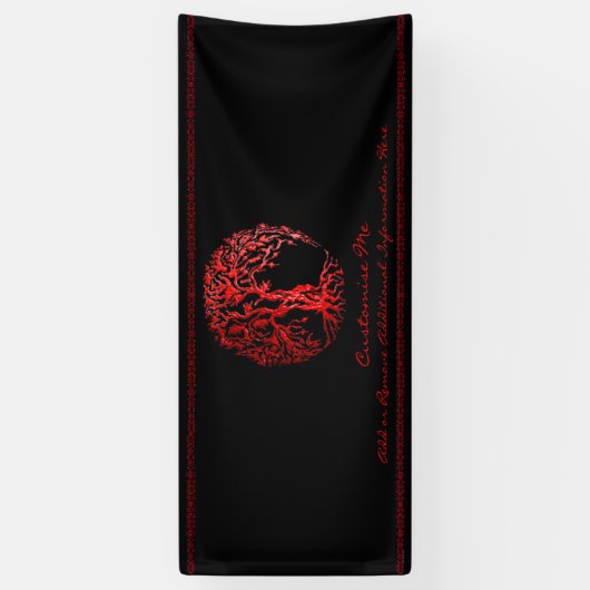 Mehndi-boom van het leven (Henna) (rood) Spandoek (Verticaal)