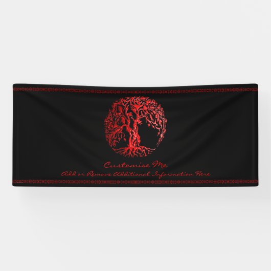 Mehndi-boom van het leven (Henna) (rood) Spandoek (Horizontaal)