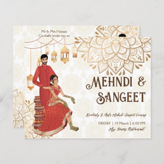 Mehndi budget nodig met schattige Indische hennabr (Voorkant / Achterkant)