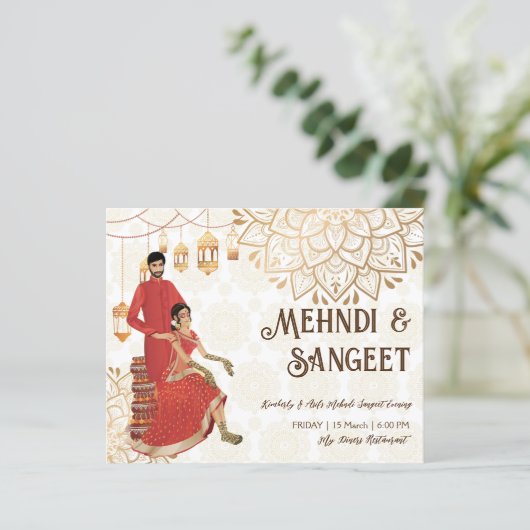 Mehndi budget nodig met schattige Indische hennabr (Staand voorkant)