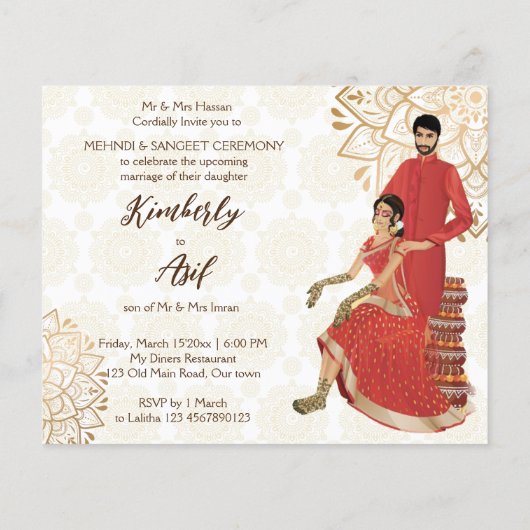 Mehndi budget nodig met schattige Indische hennabr (Achterkant)