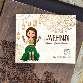 Mehndi budget nodig met schattige Indische hennabr