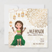 Mehndi budget nodig met schattige Indische hennabr Kaart (Voorkant)