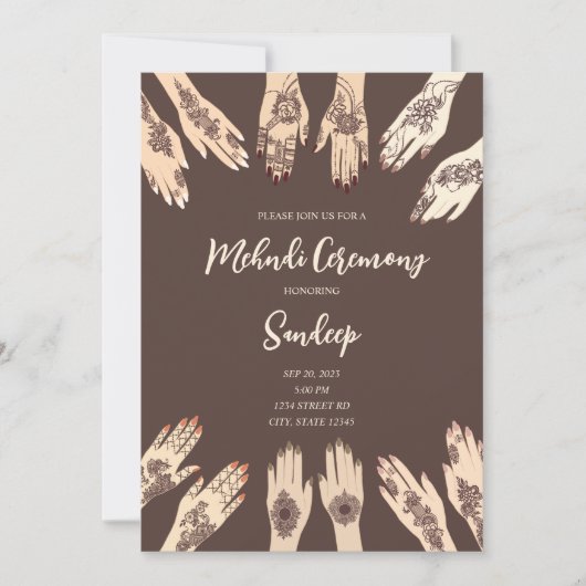 Mehndi Ceremony Uitnodiging (Voorkant)