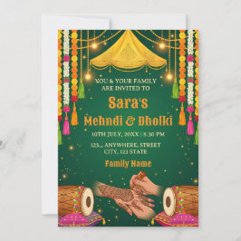 Mehndi & Dholki Nacht Uitnodiging Sjabloon