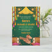 Mehndi & Dholki Nacht Uitnodiging Sjabloon (Staand voorkant)