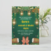 Mehndi & Dholki Night Ceremony Invitation Kaart (Staand voorkant)
