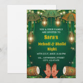 Mehndi & Dholki Night Ceremony Invitation Kaart (Voorkant / Achterkant)