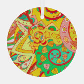 Mehndi Doodle: Kleurrijke etnische textuur. Glas Ornament (Achterkant)