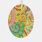 Mehndi Doodle: Kleurrijke etnische textuur. Glas Ornament (Voorkant Rechts)