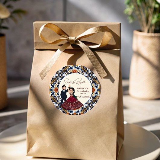 Mehndi en sangeet Indiase bruiloft dank u gunst Ronde Sticker