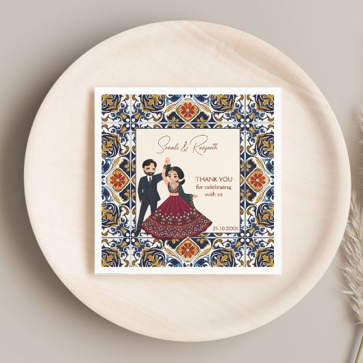 Mehndi en sangeet Indiase bruiloft gepersonaliseer Servet