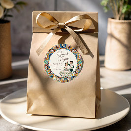 Mehndi en sangeet Indiase bruiloft gunst Ronde Sticker