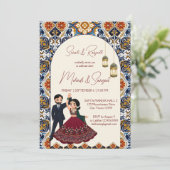 Mehndi en sangeet Indiase bruiloft Kaart (Staand voorkant)