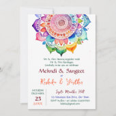 Mehndi en Sangeet kleurrijke mandala sjabloon Kaart (Voorkant)