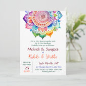 Mehndi en Sangeet kleurrijke mandala sjabloon Kaart (Staand voorkant)