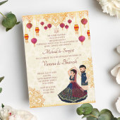 Mehndi en sangeet nodigen leuk Indiaas koppel uit Kaart