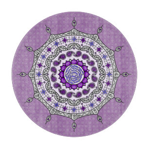 Mehndi Fantasie Zilveren Glas Snijplank