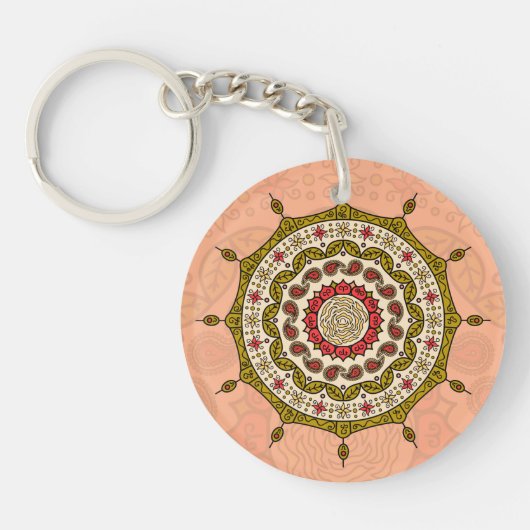 Mehndi Fantasy Gold Acryl Sleutelhanger (Voorkant)
