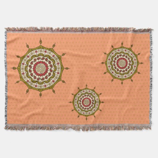 Mehndi Fantasy Gold Throw Blanket Deken (Voorkant)