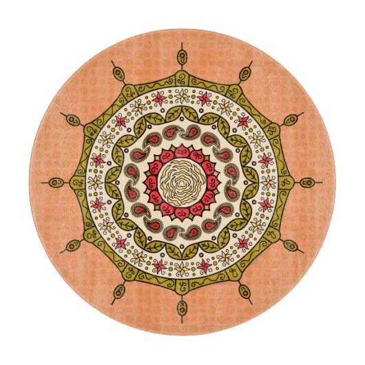 Mehndi Fantasy Gouden Glas Snijplank (Voorkant)