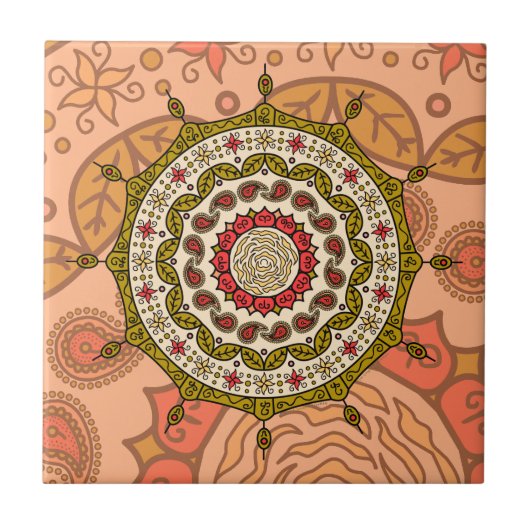 Mehndi Fantasy Gouden Tegel Tegeltje (Voorkant)
