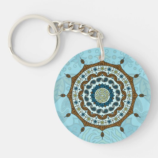 Mehndi Fantasy Koper Acrylaat Sleutelhanger (Voorkant)