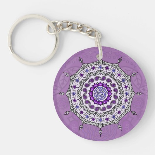 Mehndi Fantasy Silver AcrylSleutelhanger Sleutelhanger (Voorkant)
