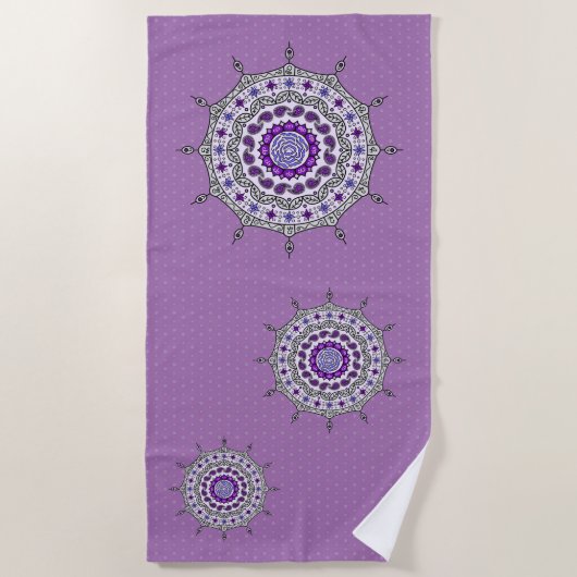Mehndi Fantasy Silver Beach Towel Strandlaken (Voorkant)