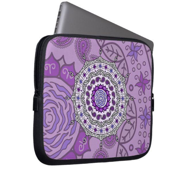 Mehndi Fantasy Silver-laptop Hoesje Laptop Sleeve (Voorkant Rechts)