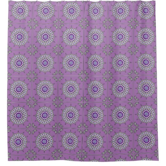Mehndi Fantasy Silver Shower Curtain Douchegordijn (Voorkant)