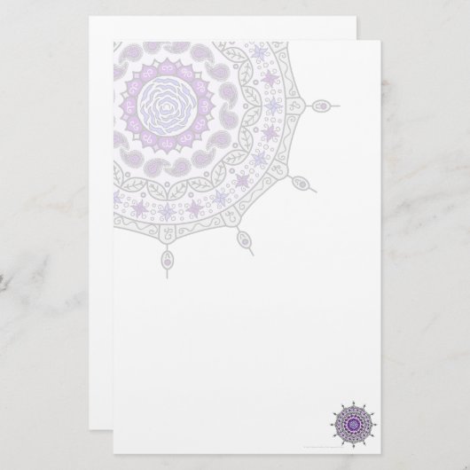 Mehndi Fantasy Silver Stationery Briefpapier (Voorkant / Achterkant)
